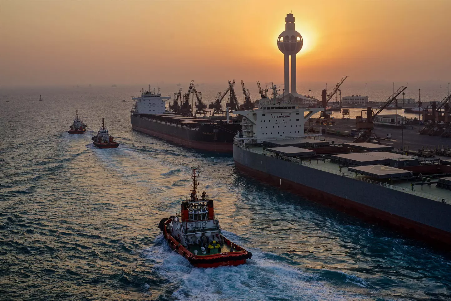 A view on the harbor of Jeddah, Red Sea, Saudi Arabia